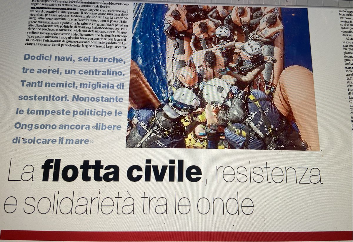 Domani con <a href="/ilmanifesto/">il manifesto</a> lo speciale di fine anno «Alternative à la carte». A pagina 2/3 questo pezzo che racconta come, nonostante scogli politici e tempeste mediatiche, a otto anni e mezzo dal 24 agosto 2014 la «flotta civile» è ancora più grande e variegata
🛳️⛴️🚢 #InEdicola