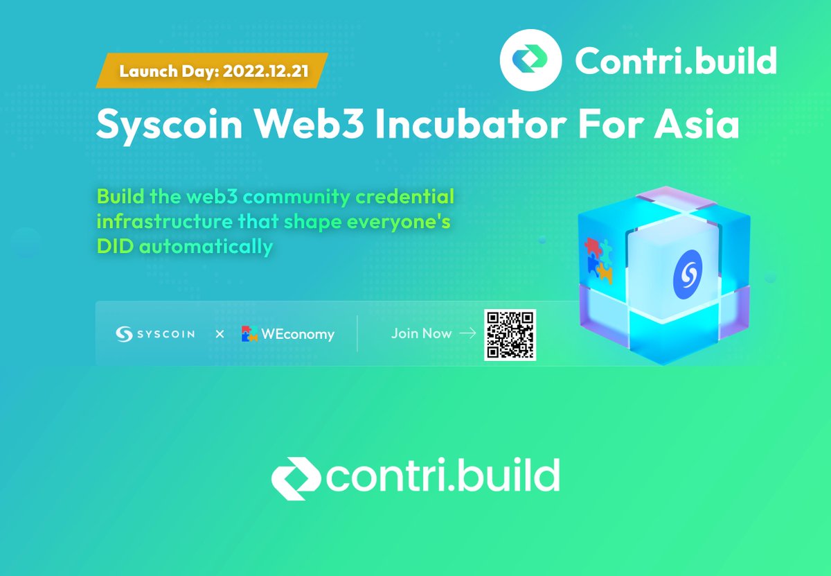 contri_build's tweet photo. Really thrilled to announce the partnership with @syscoin &amp; @WEconomyNetwork. Contri is a web3 community credential infrastructure to empower DAOs to better understand their community and drive positive changes.#Syscoin #Rollux #WEconomy https://t.co/mCD9gNHg3Z