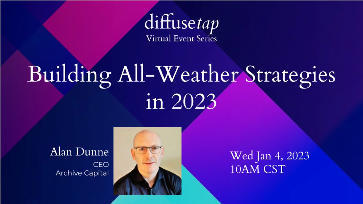 diffusefunds's tweet image. How does one create a future-proof #allweatherinvesting strategy?

Next on #DiffuseTap, we ask Alan Dunne of Archive Capital about #returnstacking, how to approach a volatile market in 2023 , and more.

Follow the link to register.

@aylakremb buff.ly/3I74sKd