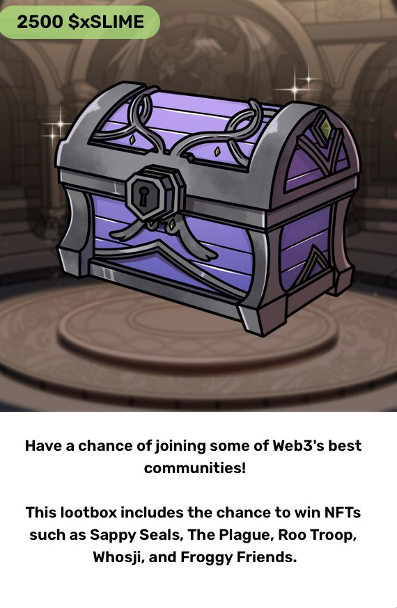 plapcrypto's tweet photo. 🚨 LOOTBOX GIVEAWAY 🚨

One lucky person will win 5 lootboxes from @Squishiverse !!

Each box has a chance of winning an NFT from popular projects such as @ThePlagueNFT @sappyseals @FroggyFriendNFT @RooTroopNFT 

RULES
1) Follow me and @Squishiverse 
2) Like, RT, tag 3 friends https://t.co/FLpf39KDlu