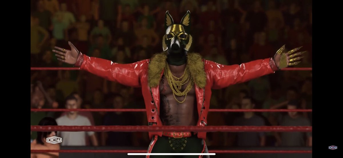 Jack_Mo_OCW's tweet photo. I like C-Note just based on his entrance. Also, who’s booking these matches?! Giants versus cruiser weights. There’s like 6” between these two and I’m not talking about what’s in C-Note’s jockies! #ocwfed #ocwbition #seasonsbeatings https://t.co/HtyRjweJXD