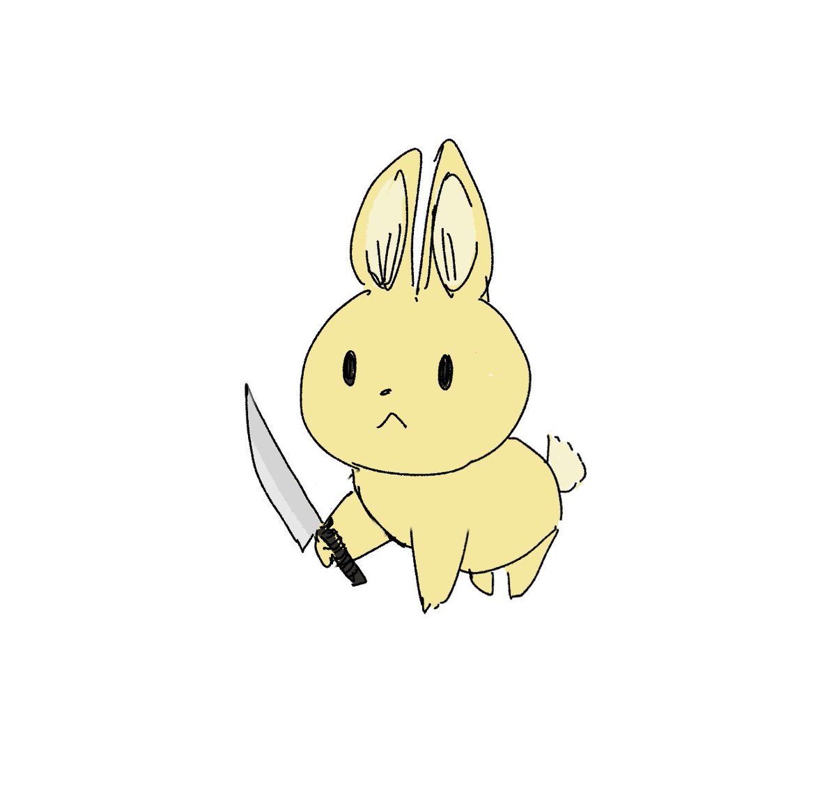 no humans rabbit white background simple background holding :< knife  illustration images