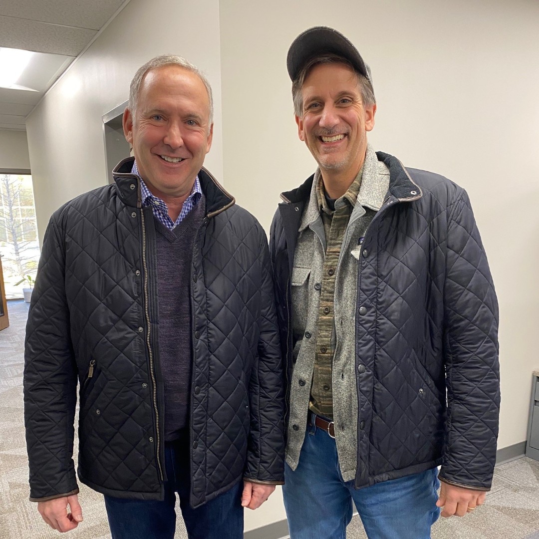 Can you believe these two wore the same coat to the final #BITBR taping of 2022? Can you tell which one of your favorite podcasters is from suburban Forest Acres and which one is from Kershaw County? #sheheenandlourie #bourbonandbanter #politicalpodcast