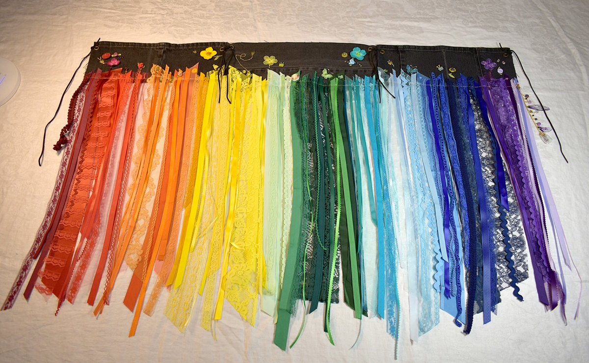 LaceLive's tweet photo. #2 of 3 newly listed rainbow fringe ribbon belts #rainbow #rainbowbelt #event #eventwear #pride #rainbow🌈 #LGBTQ how do you rainbow? #etsy #EtsySeller learn live lace @Etsy https://t.co/lgP0wqscAA