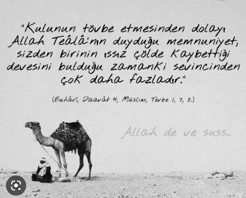 Rasûlullah ﷺ şöyle buyurdu: 

“Kulunun tövbe etmesinden dolayı Allah Teâla’nın duyduğu memnuniyet, sizden birinin ıssız çölde kaybettiği devesini bulduğu zaman ki sevincinden çok daha fazladır.” (Buhârî, Daavat, 80)

#hayirlicumalar
