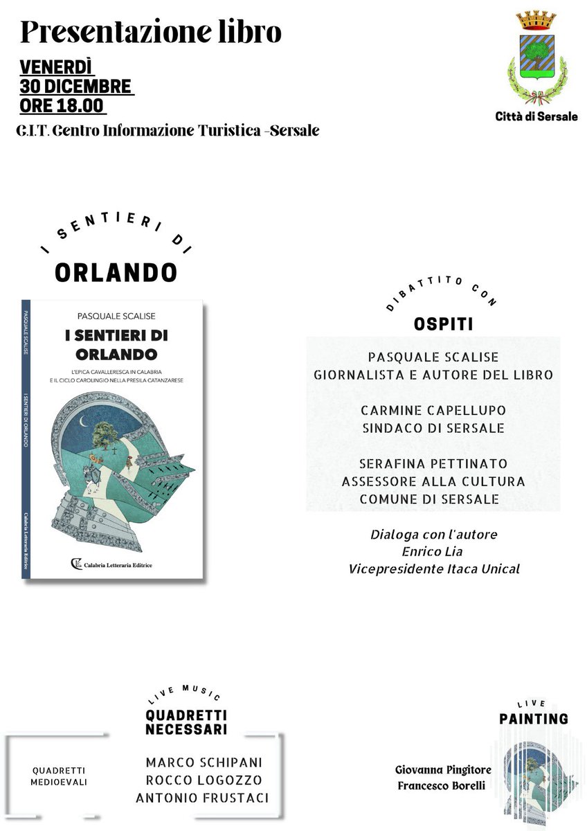 Venerdì 30 dicembre
Ore 18.00

C.I.T. Centro Informazione Turistica Sersale (Catanzaro)