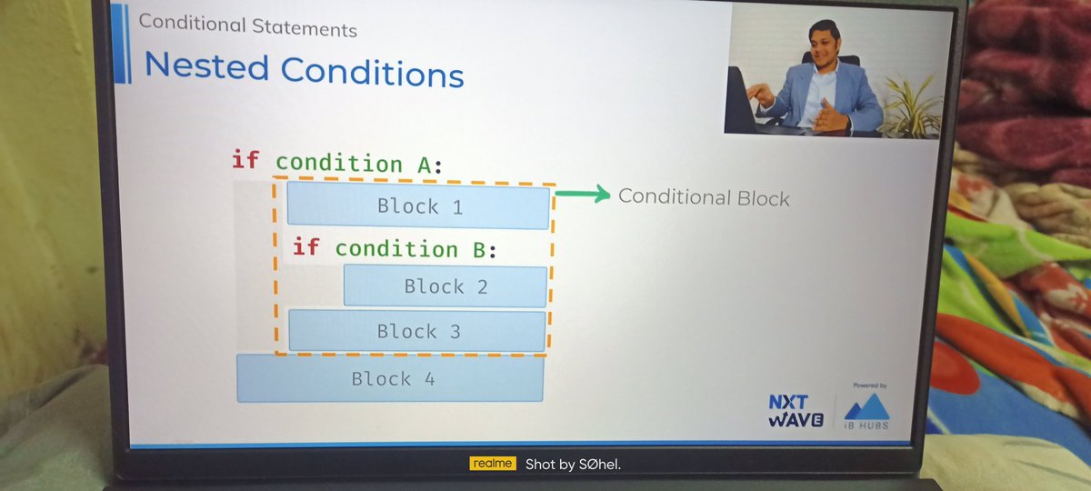 sohel_mohammed2's tweet image. Hi friends
today&apos;s session about Nested conditions
#completed
#session 
#ccbp
#rahulattuluri sir 
#nxtwave 
#tech
#ccbpians
