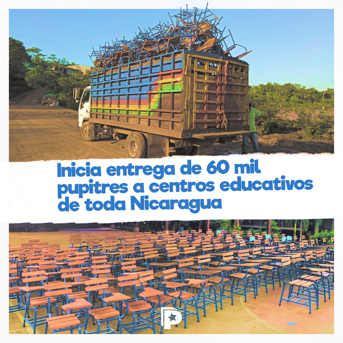 #Avance| El <a href="/minednicaragua/">Ministerio de Educación Nicaragua</a> 📚 inicia la entrega de 60 mil pupitres 🪑 a centros educativos 🏫 del país, de cara al comienzo del año escolar 2023. 🇳🇮✊🏻

🔸️ Se va distribuir pizarras acrílicas 👩‍🏫1 mil 300, sillas 🪑 y escritorios para los maestros, más de 1 mil 800