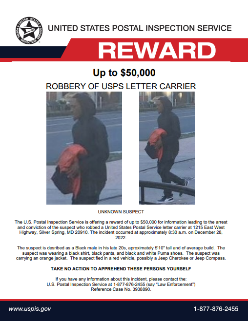 US Postal letter carrier robbed in Silver Spring, Maryland | wusa9.com