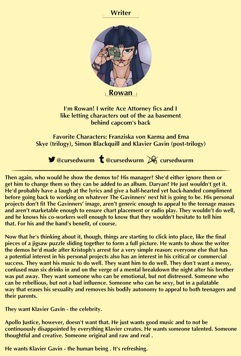 CONTRIBUTOR SPOTLIGHT 

@cursedwurm
 
We're happy to have Rowan as a writer for the zine!