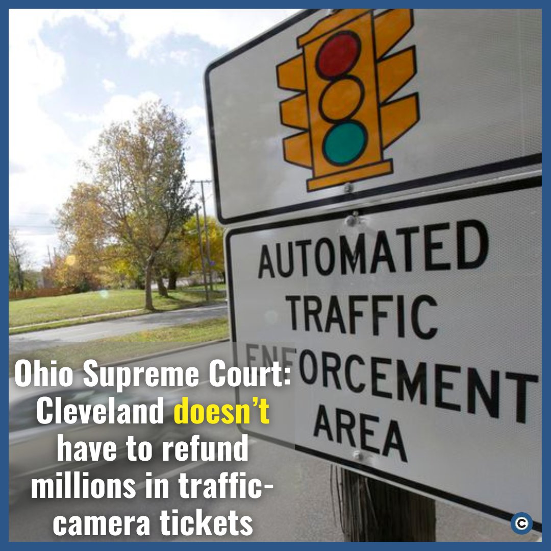 clevelanddotcom's tweet photo. The city of Cleveland does not have to refund $4.1 million to drivers who improperly paid traffic-camera tickets between 2005 and 2009 because the motorists paid the fines without disputing them, the Ohio Supreme Court ruled Thursday. More: https://t.co/279bwfi3tO

Photo: AP file https://t.co/sj8FRaK8UE