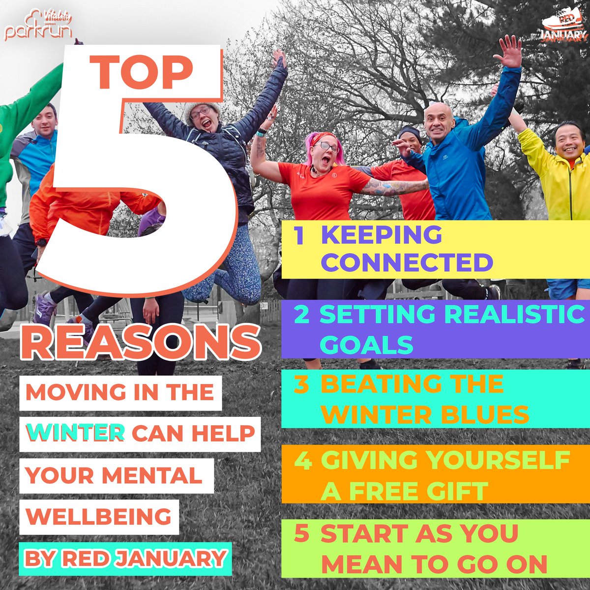 parkrun UK (@parkrunuk) on Twitter photo Weβre excited to be teaming up with <a href="/REDJanuaryUK/">RED January</a>, a nationwide public health movement thatβs motivating us all to move every day in January.
Here, they share their top five ways to move more in January to support your mental wellbeing π parkrun.me/2wtqu Weβre excited to be teaming up with <a href="/REDJanuaryUK/">RED January</a>, a nationwide public health movement thatβs motivating us all to move every day in January.
Here, they share their top five ways to move more in January to support your mental wellbeing π parkrun.me/2wtqu