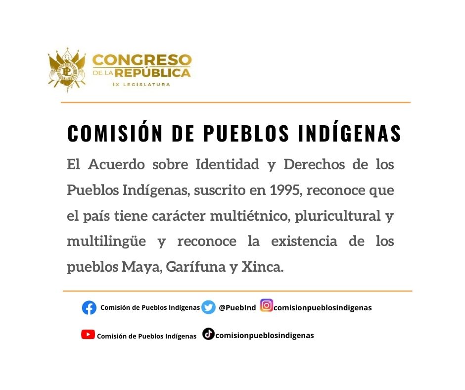 PuebInd's tweet photo. Este 29 de diciembre se conmemoran 26 años de la firma de la paz en Guatemala.

La Comisión de Pueblos Indígenas del @CongresoGuate comparte el dato de uno de los acuerdos.

#ComisiónDePueblosIndígenas https://t.co/JqLeqq5kOm