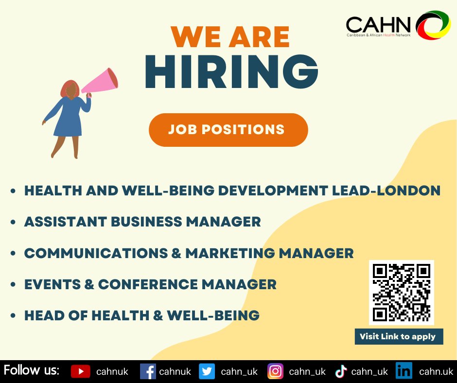 If you are passionate about working to address health inequalities in the Black community, then we'd like to hear from you! 

View our opportunities and apply today: cahn.org.uk/cahnjobs/