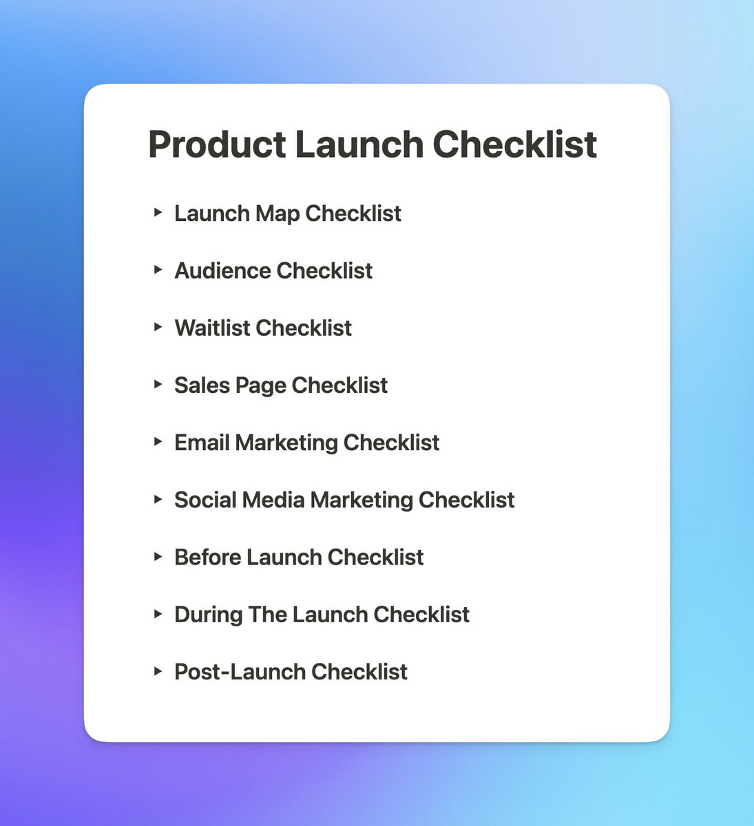 Just finished creating a Free Notion Template.

Plan your digital product launches:
• Notion template
• Launch checklist
• 2 short tutorial videos

RT this tweet and comment “plan”
And I’ll DM it to you

Must be following so I can DM
(limit 450 people)