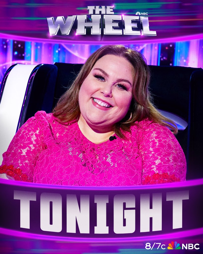 ChrissyMetz's tweet photo. I’m WHEELY excited about this 💗 Catch me on NBC's newest game show, #NBCTheWheel! Tune in TONIGHT at 8/7c and streaming on Peacock! @nbc @peacock https://t.co/HU03c5znnP