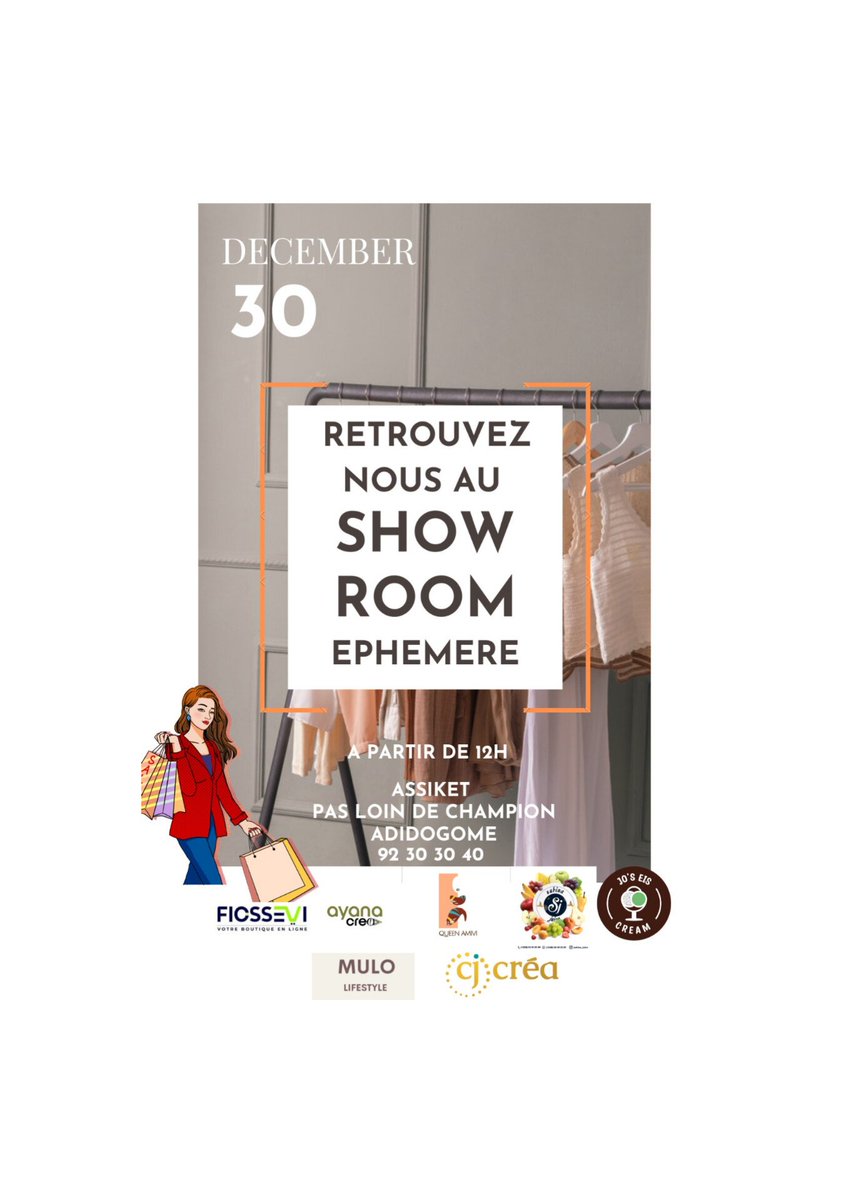 Hello #TgTwittos 
Rdv demain à partir de 12h au show room éphémère à Assiket.

<a href="/queenamivi/">Queen Amivi</a> <a href="/fiossevi/">Fiossevi</a>
