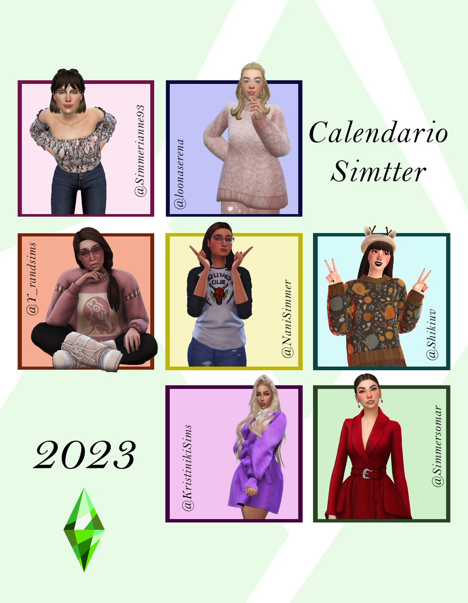 NaniSimmer's tweet photo. Aquí mi participación en el #CalendarioSimtter2023 📆✨
Junto con estas bellas personitas les dejamos un regalito para el año entrante🤭💖
@simmerianne93
@Y_randsims
@KristinikiSims
@loonaserena 
@shikiuv
@simmersomar 
Corran a sus perfiles para recolectar el resto de meses!!💚✨ https://t.co/AdHSPflf8o