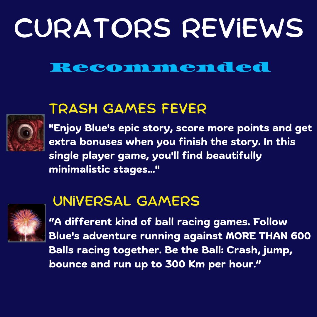 AnotherPathStu's tweet photo. We have the first curators reviews of What A Ball.
More reviews on Steam https://t.co/iq293nMJWN
#review #reviews #curator #curatorreview #whataball #recomended #steam #blue https://t.co/ctTcAkJQ1C