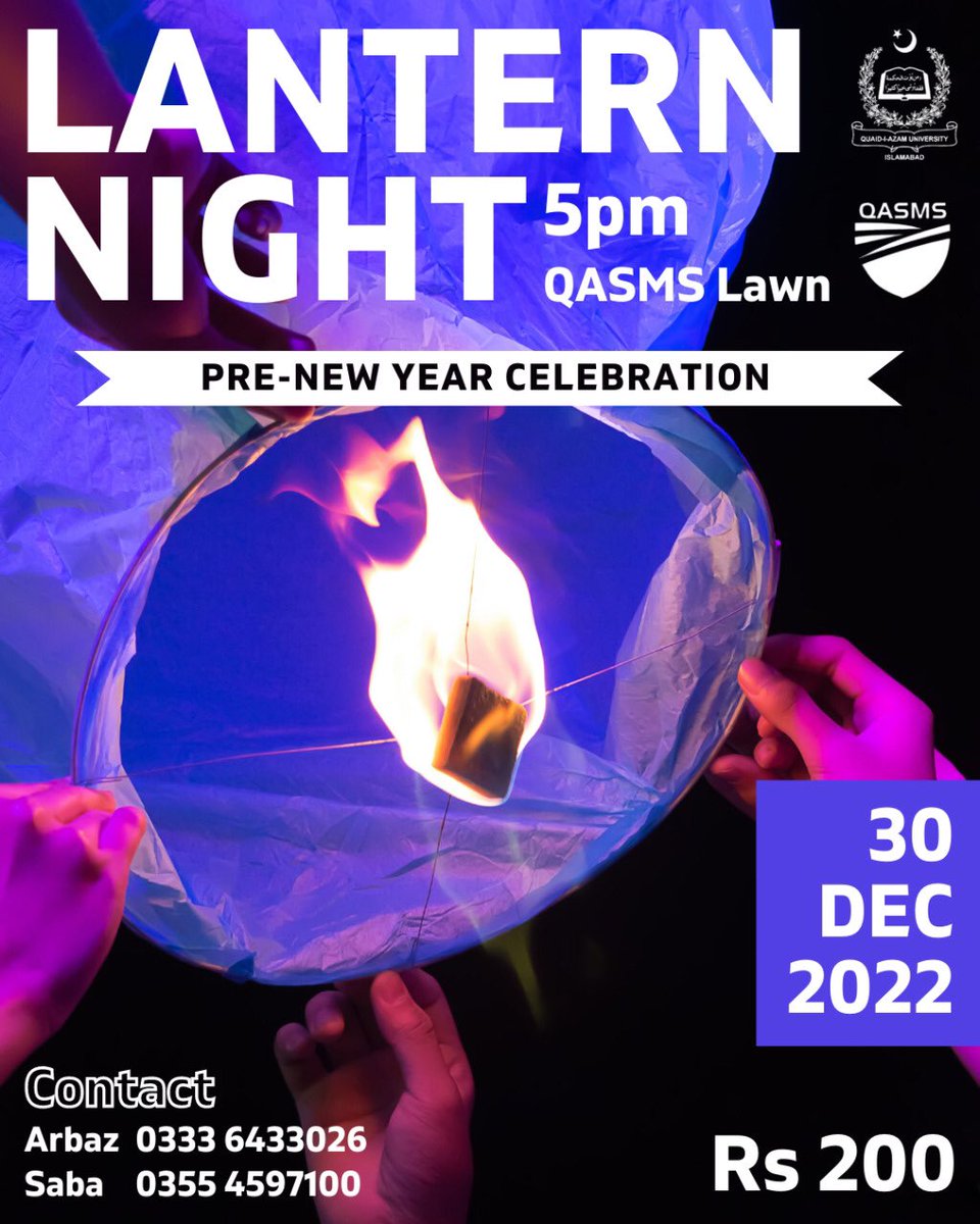 ieemi07's tweet photo. Let's get together to say goodbye to #2022 with sweet memories and welcome new year with new hopes and expectations. Get ready to join us on 30th December! At QASMS Lawn.
#QAU #QASMS https://t.co/JyJ2XMltIc