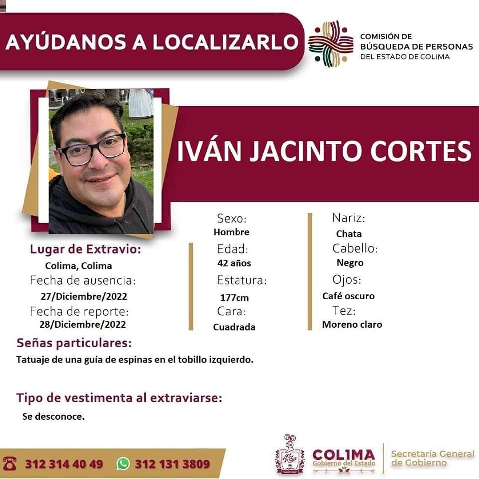 ariadna05's tweet photo. #tequeremosdevueltaivan #regresaivan #niunmedicomenos #Colima #FiscaliaDeColima por favor ayudemos a su búsqueda es médico patólogo del Instituto estatal cancerología de Colima, amigo, hijo y hermano https://t.co/UjTHbNweUo