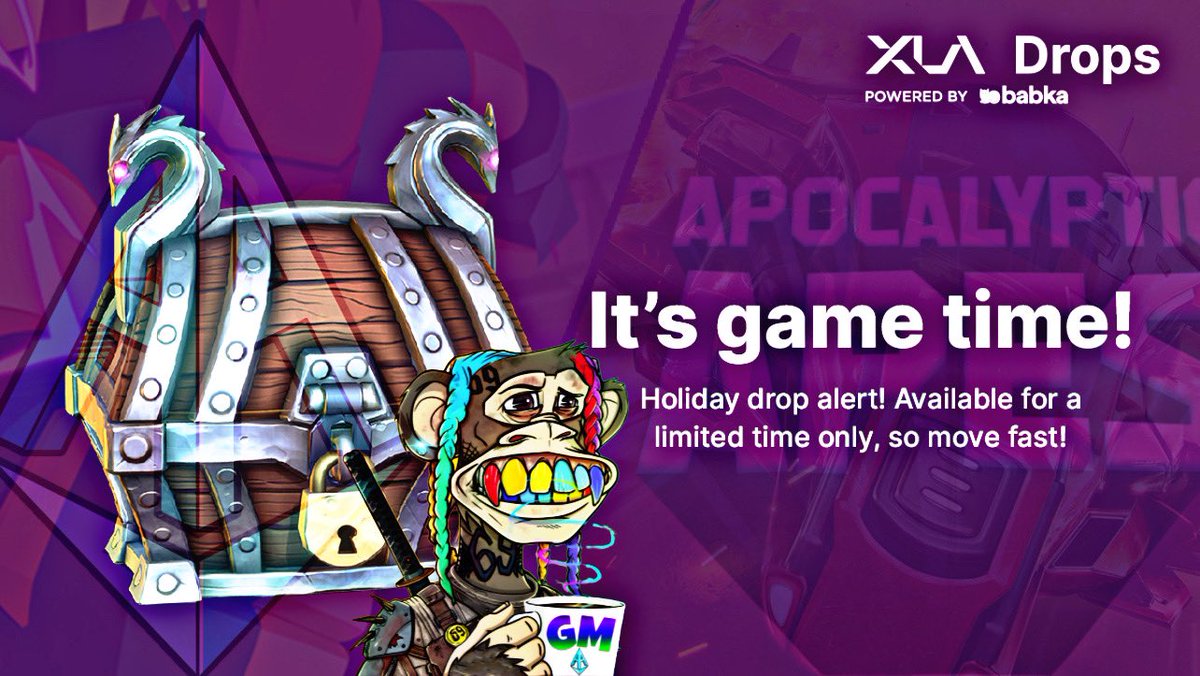 thevegasnurse's tweet photo. GM! ☕️
Check out and follow @Xsolla &amp; @x_la_official! 💯

‼️Holiday drop alert! Available for a limited time only, so move fast…‼️
⬇️⬇️⬇️
https://t.co/HQt66HJepG

#babka #xla #holidaydrop #AAPES #Giveaway 👀 https://t.co/h5giCLs4Ve