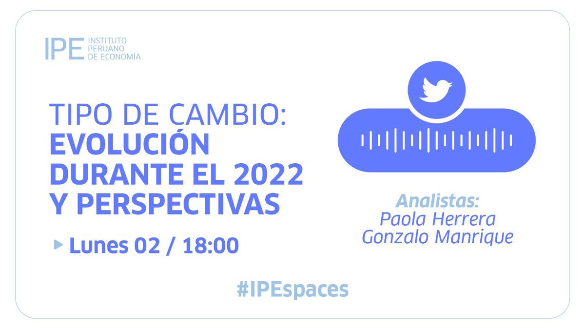 IPEopinion's tweet photo. ¡Agenda un nuevo #IPEspaces! 📌
Entérate con nosotros sobre el desempeño del #TipoDeCambio, factores que influyeron y las expectativas para este 2023, este lunes a partir de las 6PM.
Activa tu recordatorio, ¡no te lo pierdas!
👉 https://t.co/CpTsqydKhh https://t.co/SZvgEHNM5M