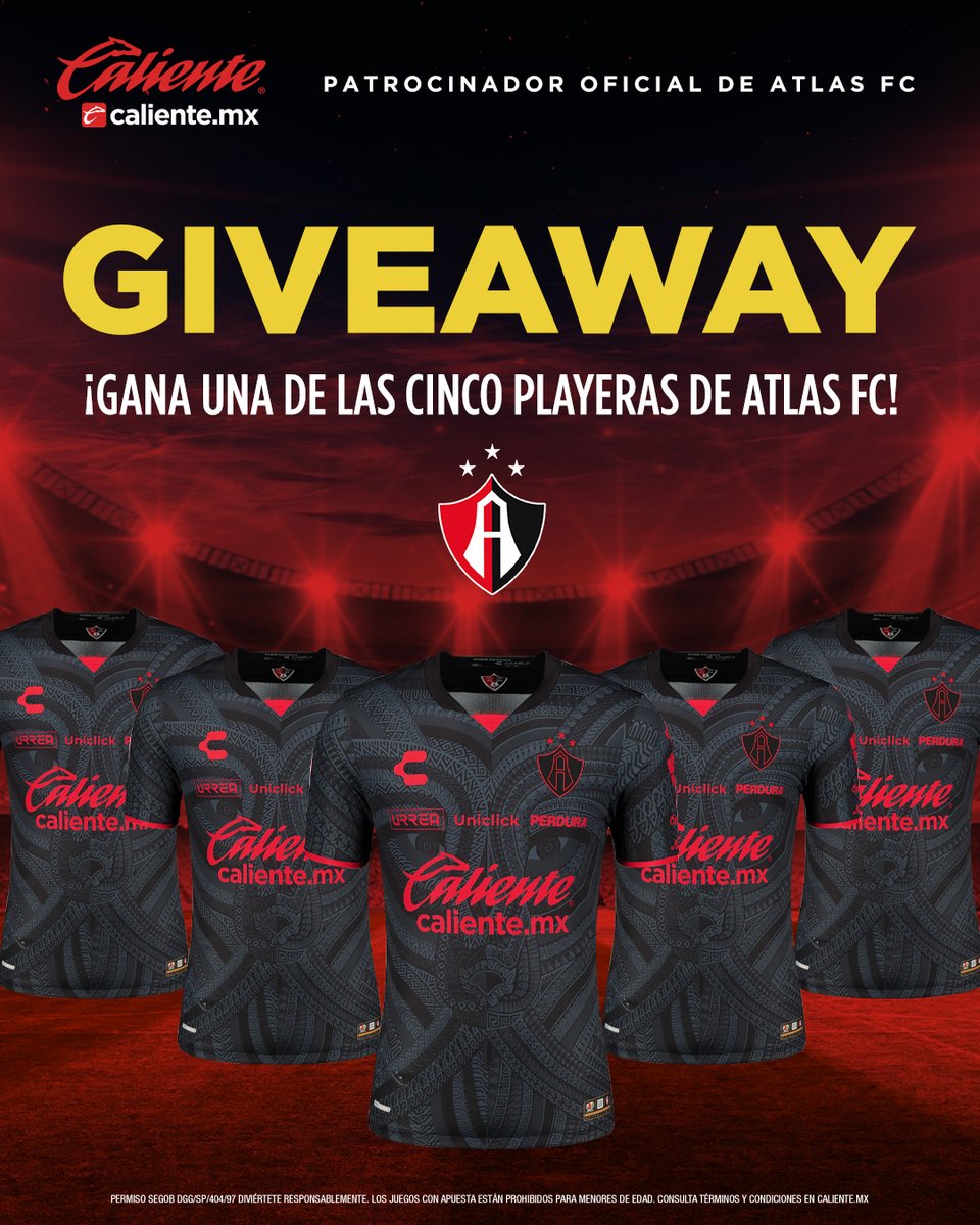 Atlas FC (@atlasfc) on Twitter photo 🚨🦊GIVEAWAY ROJINEGRO 🦊🚨
GANA UNO DE LOS 5 JERSEYS ALTERNOS ROJINEGROS 👕🔴⚫️
1️⃣ Da RT a este tweet
2️⃣ Sigue a <a href="/calientesports/">Caliente Sports</a> en TW e IG instagram.com/caliente_sports
3️⃣ Responde a este tweet con el hashtag #MásAcciónMásDiversión 🔥
¡Se anunciarán a 5 ganadores! 🚨🦊GIVEAWAY ROJINEGRO 🦊🚨
GANA UNO DE LOS 5 JERSEYS ALTERNOS ROJINEGROS 👕🔴⚫️
1️⃣ Da RT a este tweet
2️⃣ Sigue a <a href="/calientesports/">Caliente Sports</a> en TW e IG instagram.com/caliente_sports
3️⃣ Responde a este tweet con el hashtag #MásAcciónMásDiversión 🔥
¡Se anunciarán a 5 ganadores!