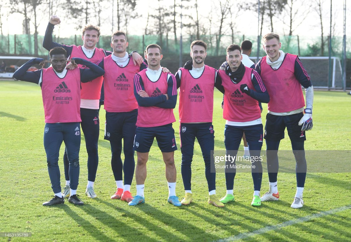 DanGeorgee's tweet photo. #AFC | Arsenal training today at London Colney 📍 

A tough clash away against Brighton on NYE awaits, Arteta to face the press tomorrow ⚽️ https://t.co/irdoaAUC6v