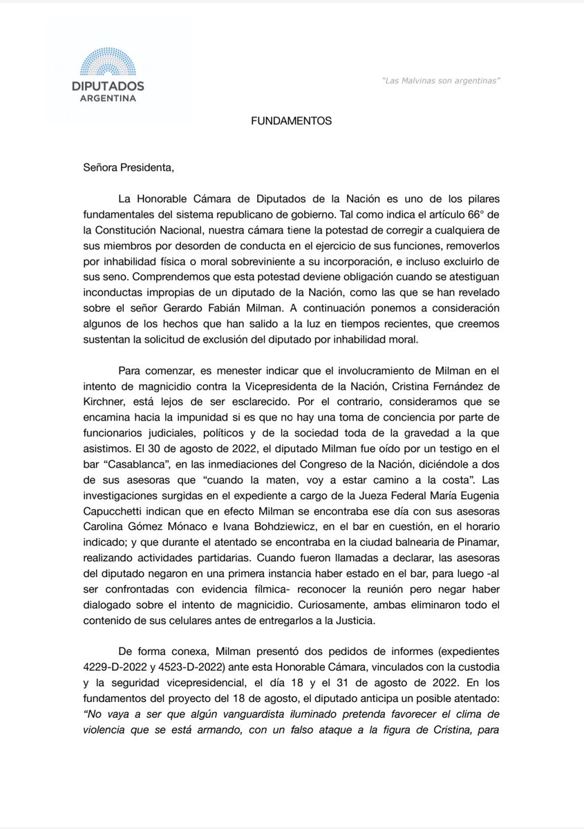 caroyutrovic_'s tweet photo. Junto a las diputadas @CarolinaMoises, @bebasoria, @MaraBrawer y @MoniMacha presentamos el pedido de exclusión del diputado Gerardo Milman de @DiputadosAR, por inhabilidad moral conforme lo dispone el artículo 66 de la Constitución Nacional

Razones sobran. Aqui los fundamentos👇 https://t.co/msbmD85DAc
