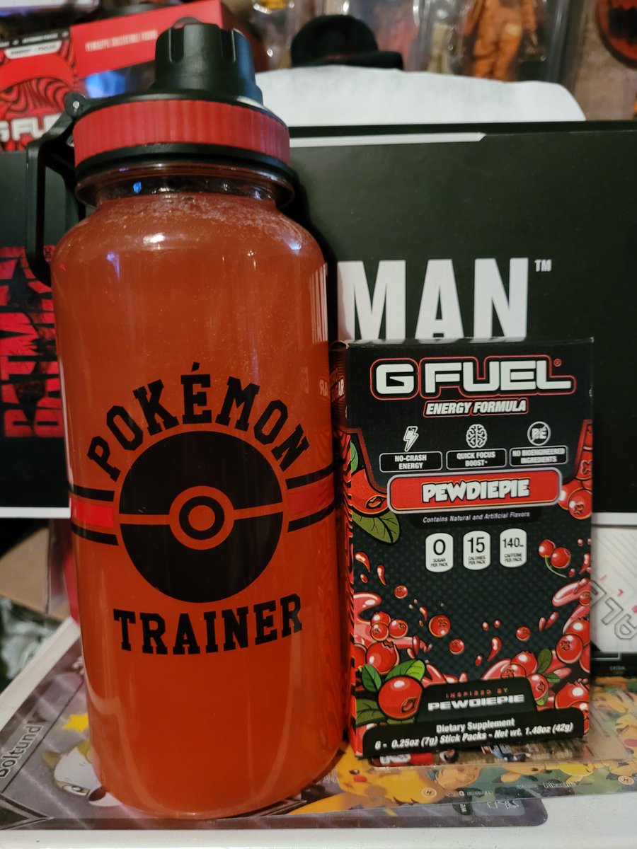 Drinking some @pewdiepie @GFuelEnergy out of my @Pokemon bottle 😁