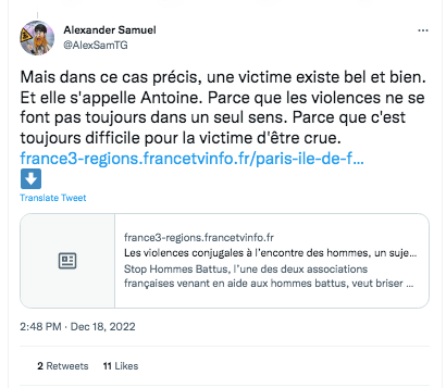 boadiceenne3's tweet photo. On a également des champions tels que celui-ci qui cite des assos masculinistes pour "prouver" que c'est Antoine #Daoust la VRAY victime de violences conjugales.
Bonjour #Darvo. https://t.co/D26SCifLVs