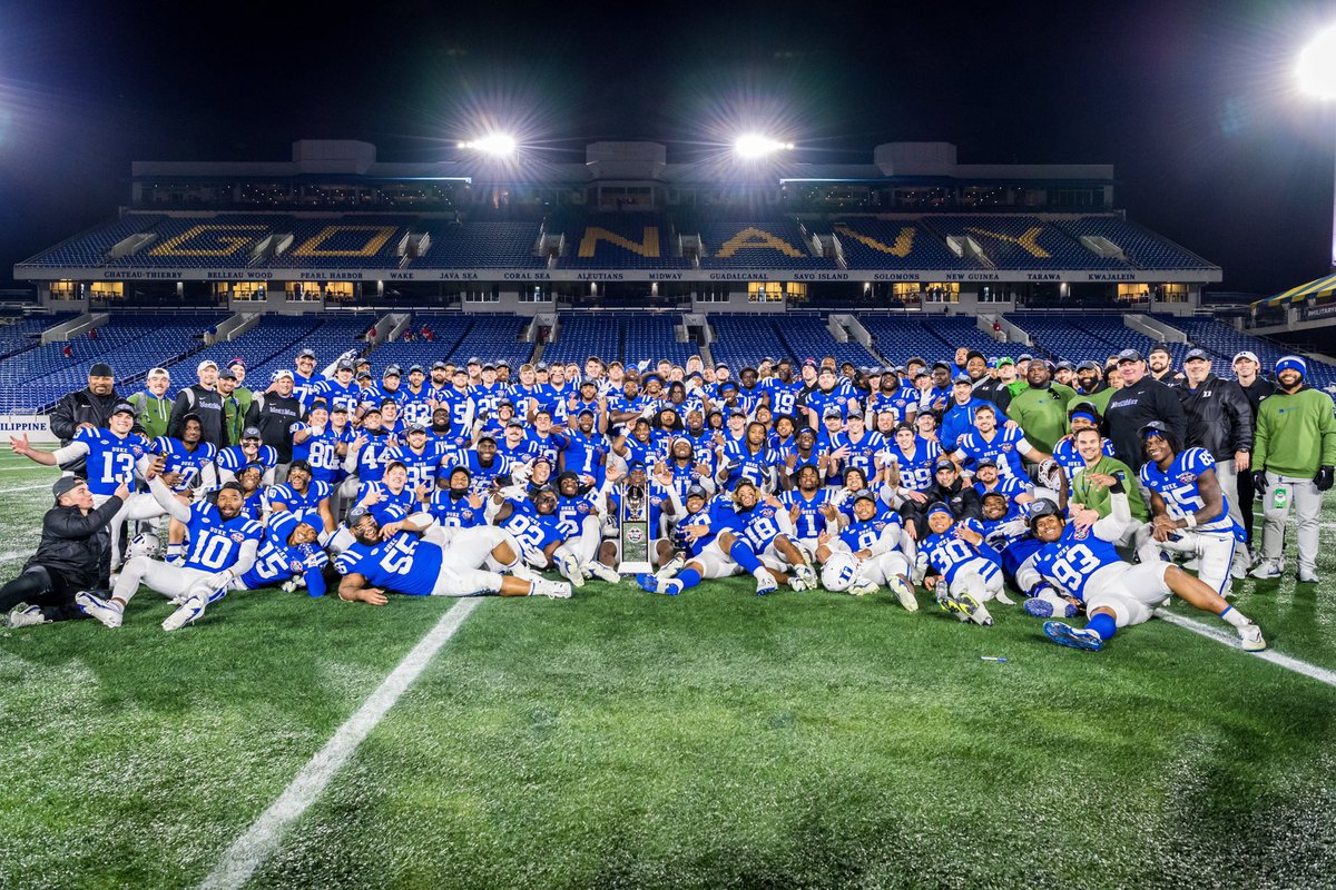 CoachKLars's tweet photo. Thankful every day to be apart of this program!! 2022 Military Bowl Champs 🏆 ✅ #GRIND 🔵😈 https://t.co/b2uQjt35w9