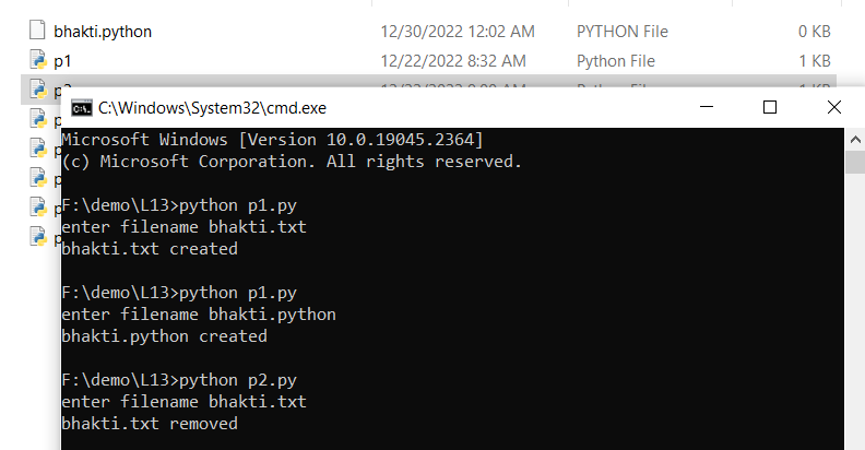 BhaktiAher6's tweet photo. Day 9 of #30DaysOfCode
✅Program for using Functions:
✔To create a new file
✔To delete an existing file
✔To write into an existing file
✔To read from an existing file

#30daysofcode #100daysofcode #python #30daysofcodechallenge https://t.co/31gc6TcS2w