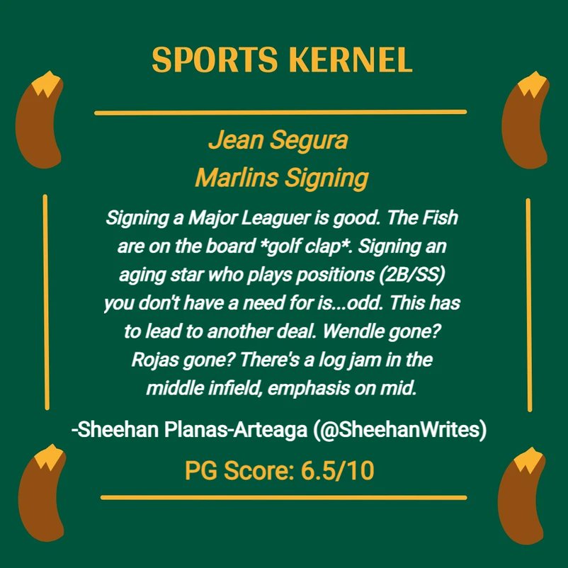 PGSportsBanter's tweet photo. Jean Segura ➡️ Miami Marlins:

...at least he's a big leaguer.

#peanutgallery #jeansegura #miamimarlins #marlinstwitter #mlbhotstove #mlb #mlbtwitter #kimng #brucesherman #kernel #pgkernels #mlboffseason #mlbfreeagency https://t.co/0K464RnxzU