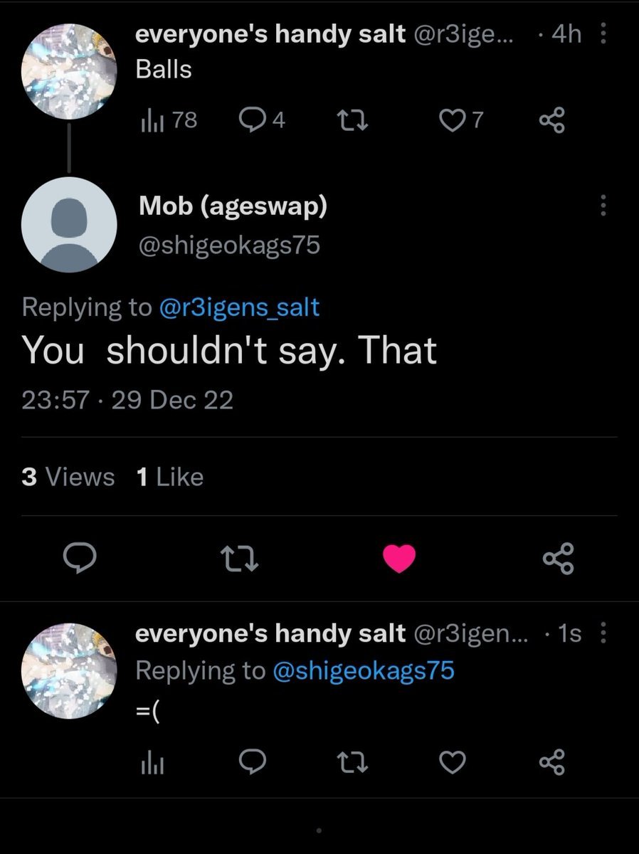 <a href="/r3igens_salt/">everyone's fave salt (INACTIVE)</a> <a href="/shigeokags75/">Mob (ageswap)</a>
this is fun actually