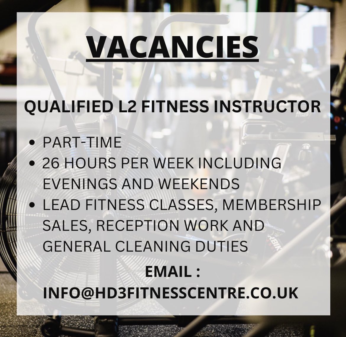 Job in Huddersfield. Get in touch for more details.
#fitnessinstructor #jobinhuddersfield