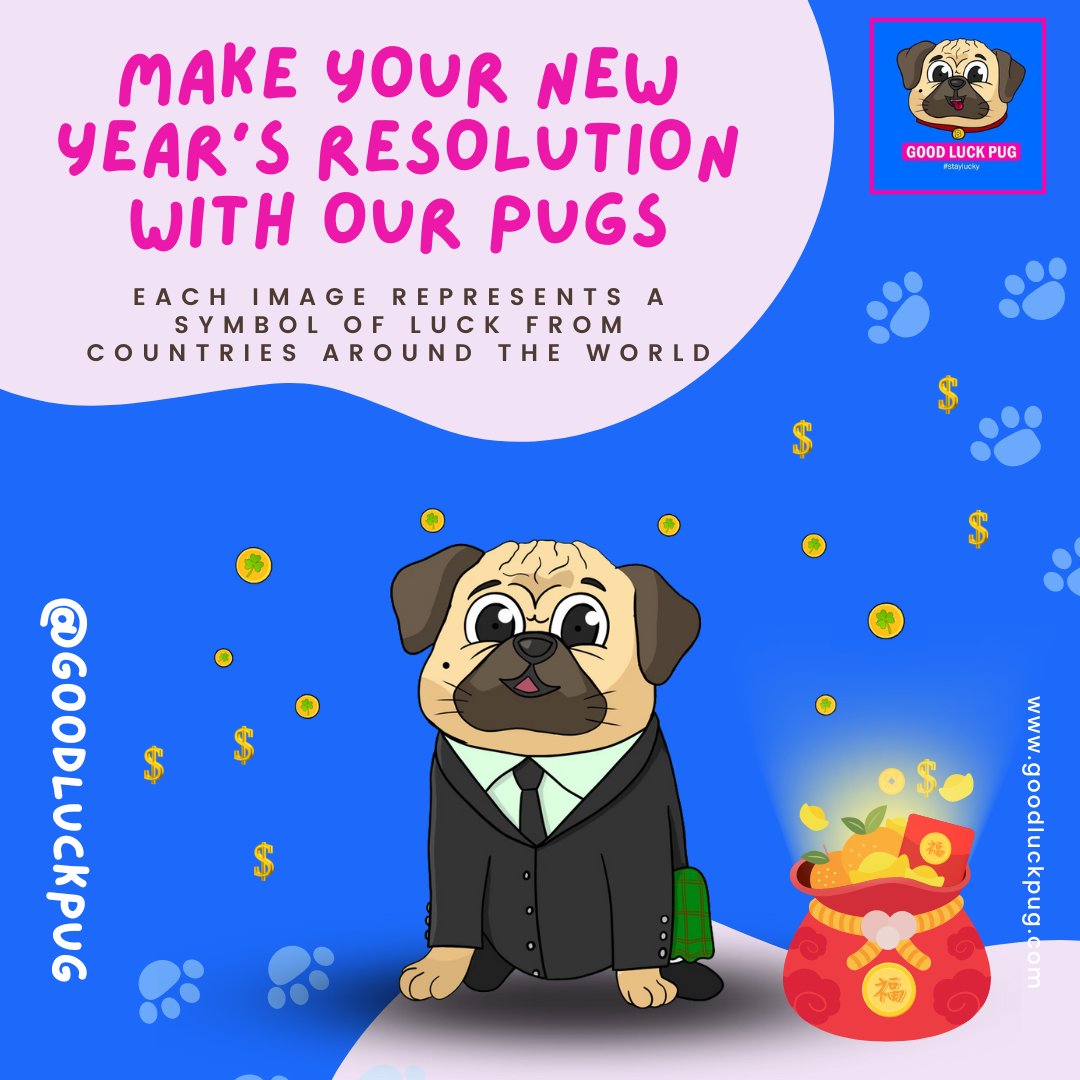 Good Luck Pug NFT on Twitter "Make your New Year’s Resolution to have