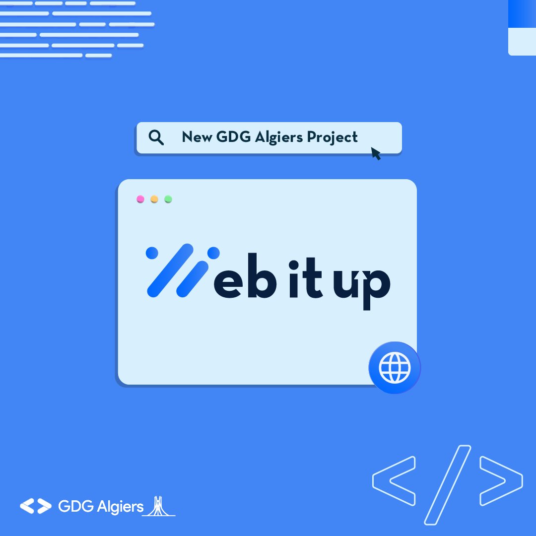 GDG_Algiers's tweet photo. We are excited to announce the start of our new #webdev learning series, #webitup!
With regular courses covering the latest and greatest fundamentals and basics of building your own websites, you'll surely be left craving for more.
#GDG #GDGAlgiers #webdevelopment #announcement https://t.co/Rwh9Veyded