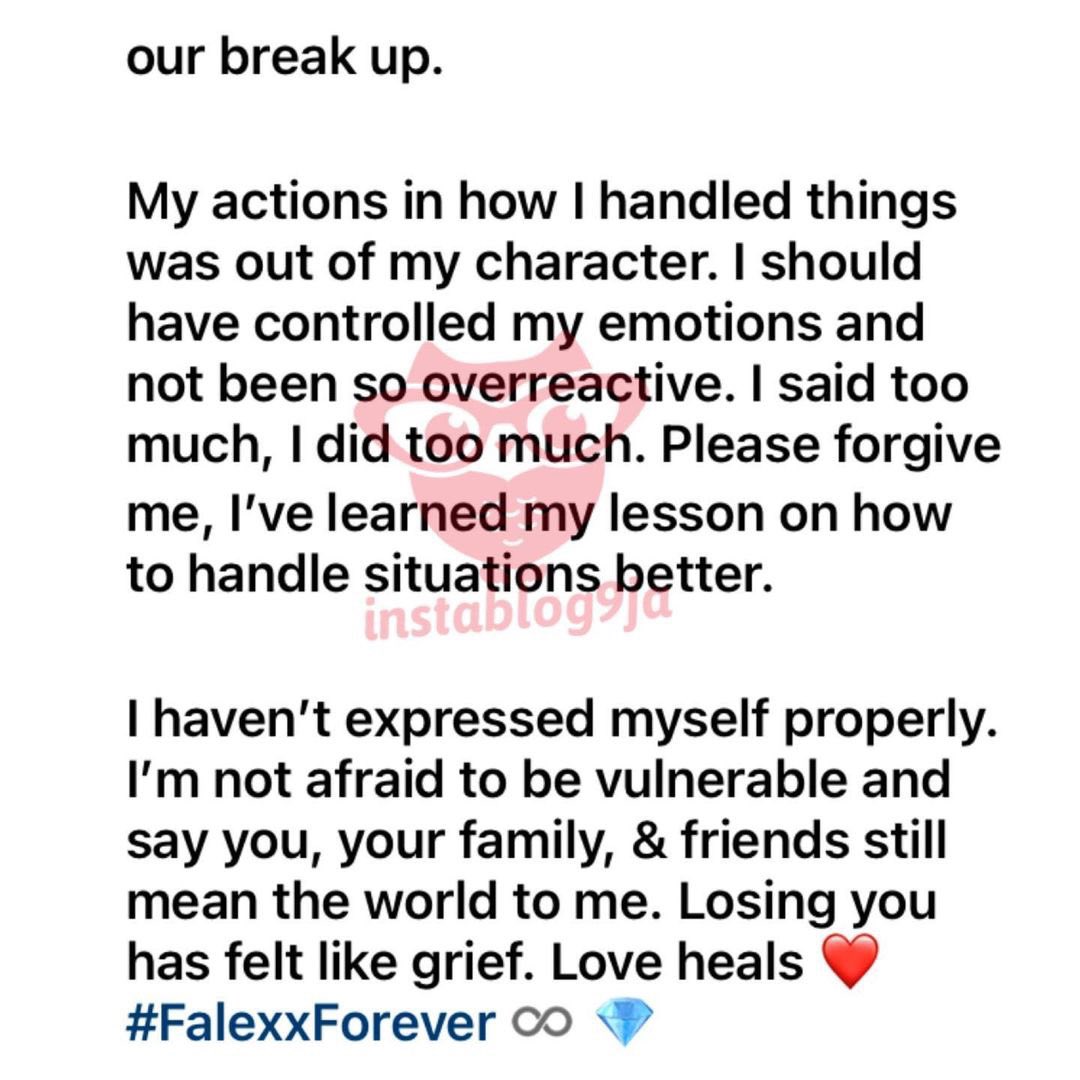 instablog9ja's tweet photo. “Nothing makes sense when we’re apart,” Actor Alexx Ekubo’s estranged fiancée, Fancy, publicly apologizes to him for ending their engagement https://t.co/18k9rr4hoE