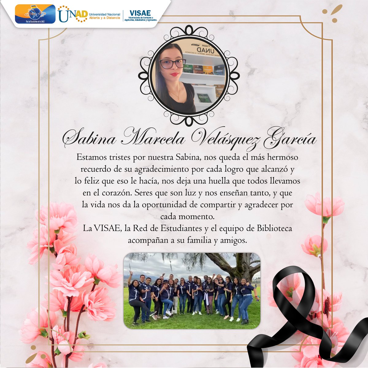 RedestUNAD's tweet photo. Tu amor, alegría y luz quedan en nuestro corazones. 🎗️✨ https://t.co/qBu3leZKuf