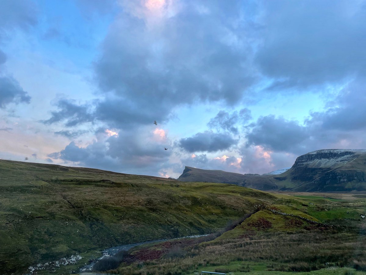 A rare moment of non wind, non rain, and non horizontal snow during our week away on Skye.  Such a beautiful landscape.
