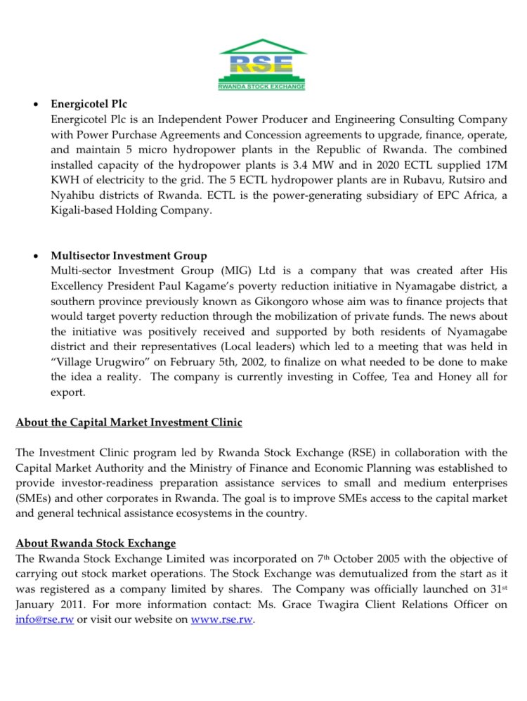 PRESS RELEASE: Profile Listing for the first cohort of companies from the Investment Clinic (IC): 3 Companies graduate! #WealthAWayOfLife