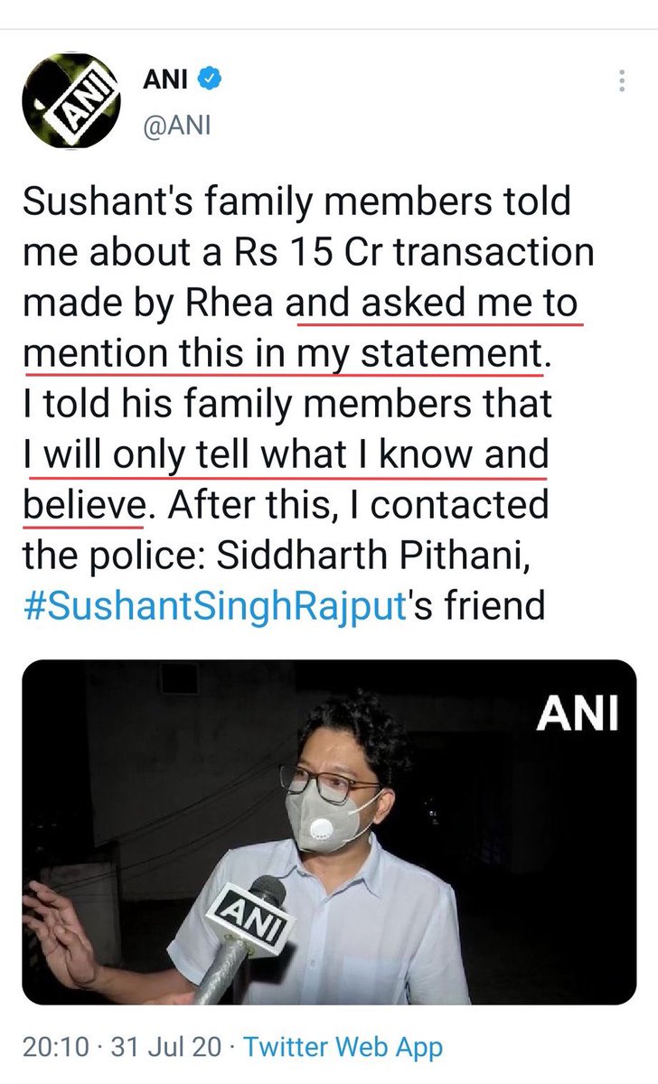 BramhaKamal's tweet photo. #RheaChakraborty doesn’t need saving from 306 or 302.
His death was neither. #SelfInducedAshyxiation
HIS FAMILY KNOWS IT.
Initial coverup of SUICIDE was a decision of FAMILY with MuPo.
#Pithani was in it.
He changed sides when Mr KK Singh brought a FAKE 306 and stealing. 👇🏼 https://t.co/QzJ00Msf92