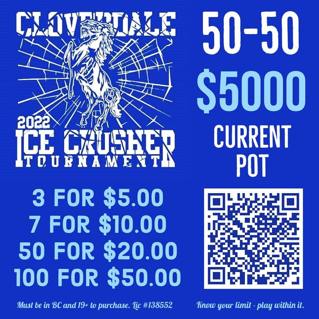 Our ICE CRUSHER Tournament 50/50 pot is now over $5K with more than a day left to go. Don’t miss out! 

Scan the QR code or visit the link:

ift.tt/07pyaXq

Deadline: Dec 30 at 6 pm
Draw: Dec 30 at 7 pm

Want to help with the team competition? … instagr.am/p/Cmw3VRJv9if/