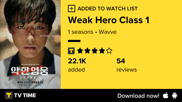 williamwmj's tweet photo. I've just started following Weak Hero Class 1 https://t.co/tiQl6gRmIv #tvtime https://t.co/yMInx5rdqo