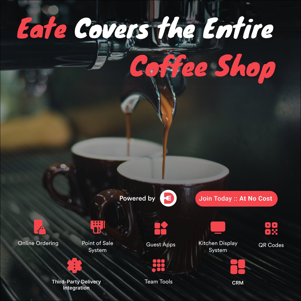#Eate provides #CoffeeShops ☕️ with everything needed to sell and reach more guests, all in one place! Keep your guests informed about your menu, the latest specials, and more importantly, their orders!