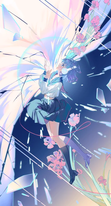 #ルームシックガールズエスケープ10thリレー6日目「カラノワレモノ」担当の小鳥遊です～透明で鮮やか、澄み切った感情、そんなイメージでヒトリエちゃんを描きました。十周年おめでとうございます! 