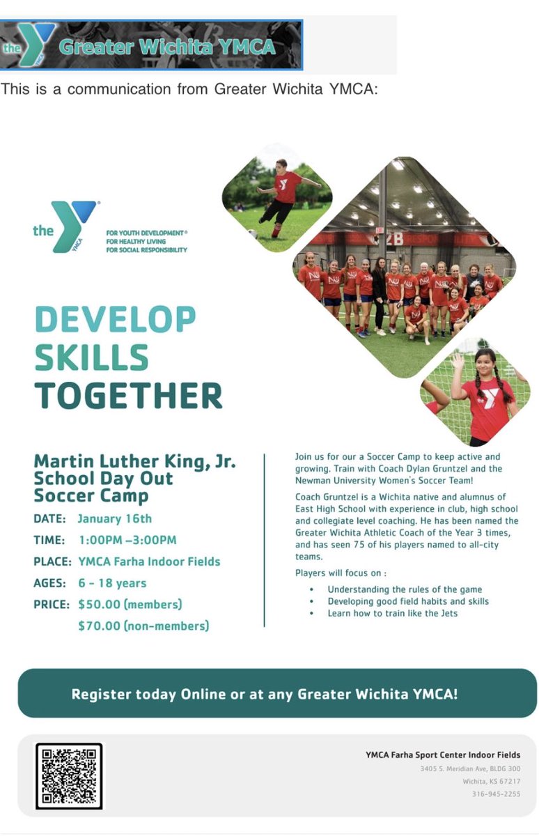 NewmanJetsWSOC's tweet photo. We are excited for this one! Happy to give back to our soccer community! Sign up today with @YMCAFarha https://t.co/qhqSh8ljZP