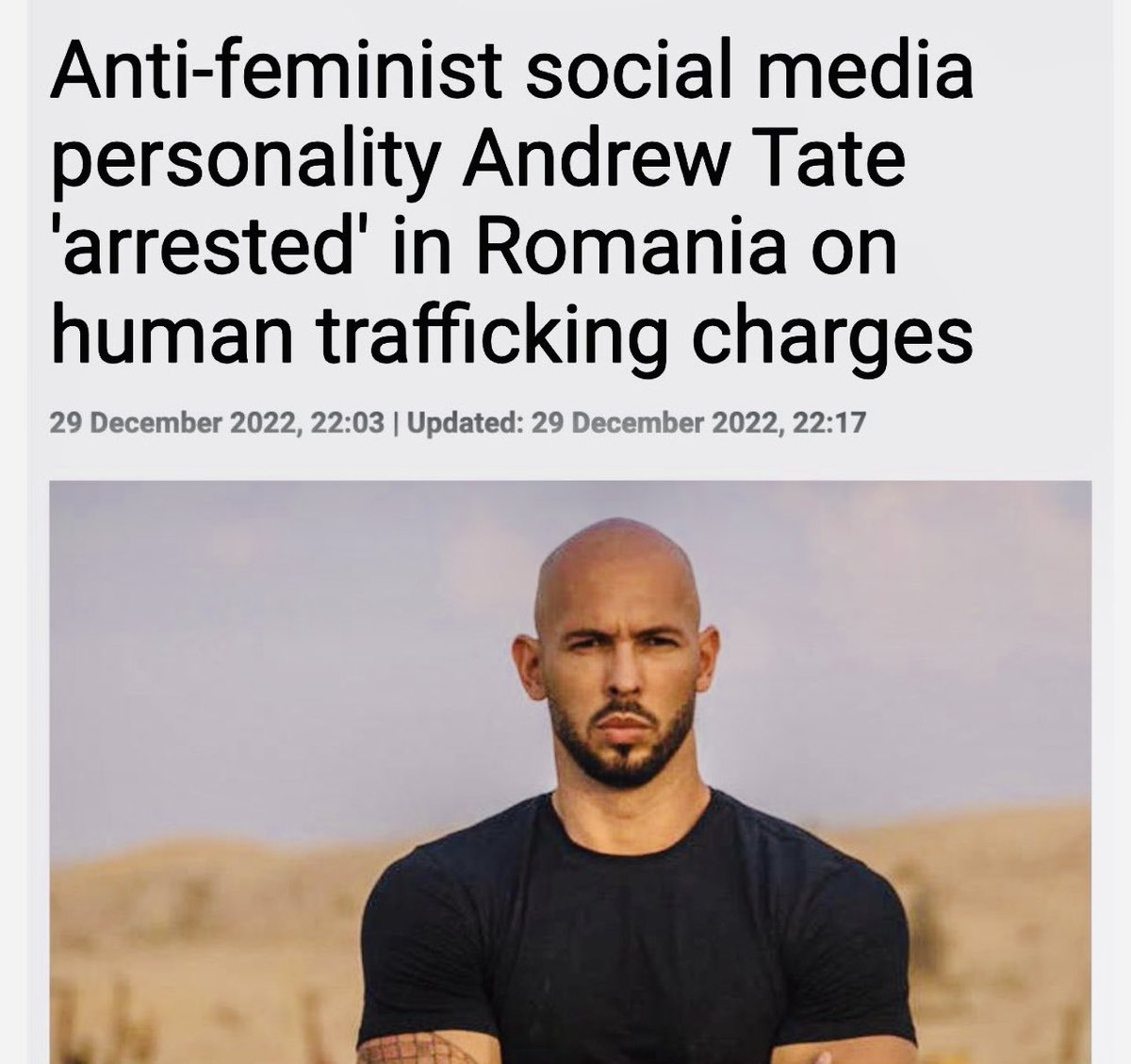 A day after Andrew Tate made a joke about raping ⁦<a href="/GretaThunberg/">Greta Thunberg</a>, attempting to demean her activism… he was arrested in a human trafficking probe into the kidnapping &amp; raping of two young women.

Rape threats are not words, and they often expose a criminal mindset/intent.